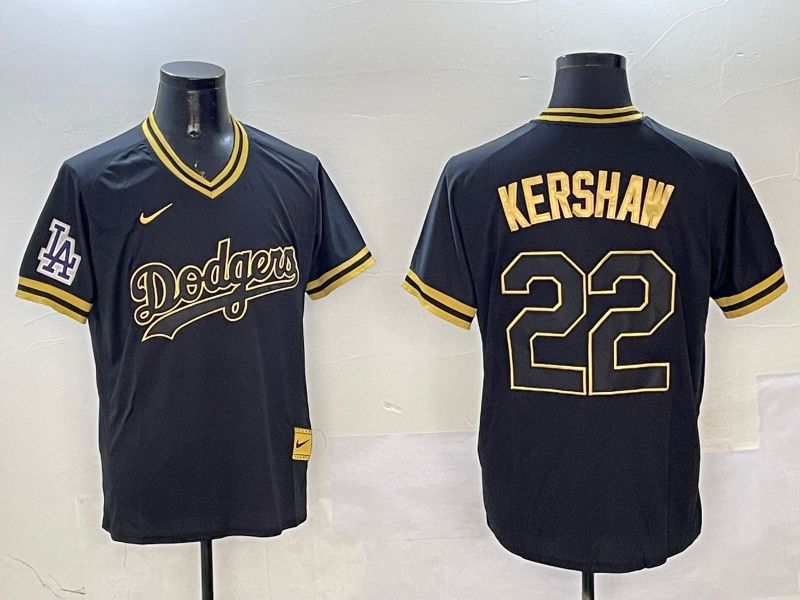 Men Los Angeles Dodgers 22 Kershaw Black Gold Game 2025 Nike MLB Jersey style 3258